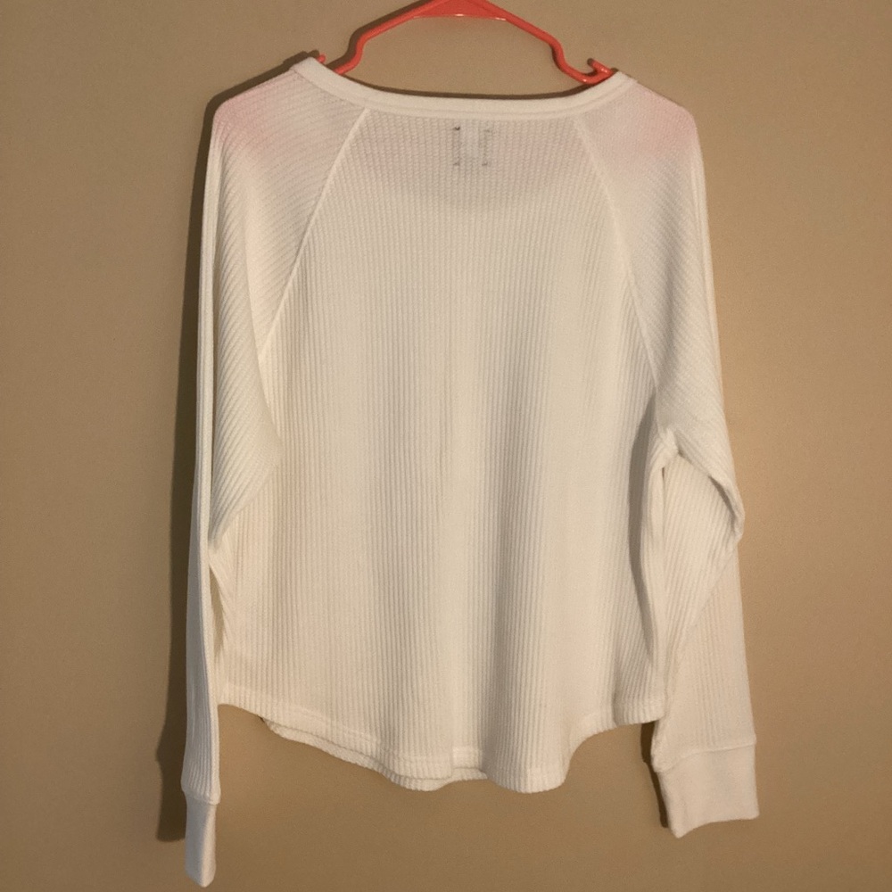 GAP WAFFLE RAGLAN HENLEY - IVORY LONG SLEEVE RELAXED FIT MED - CUSTOMER FAVORITE - Picture 10 of 16